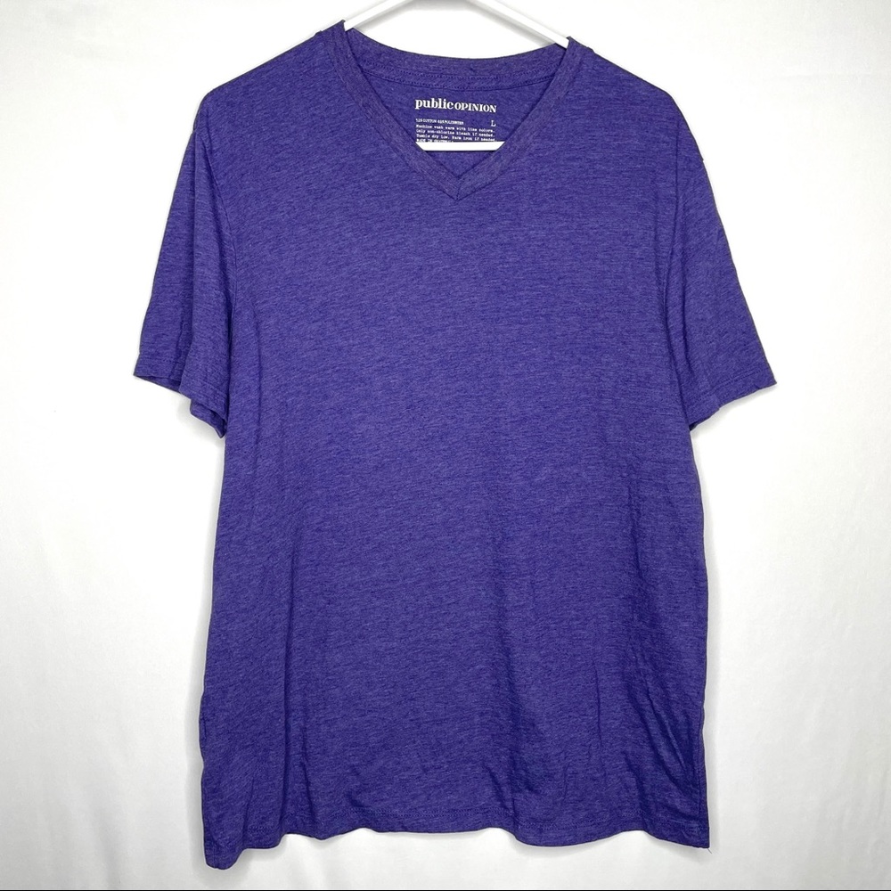 *Public Opinion* large purple V-neck T-shirt